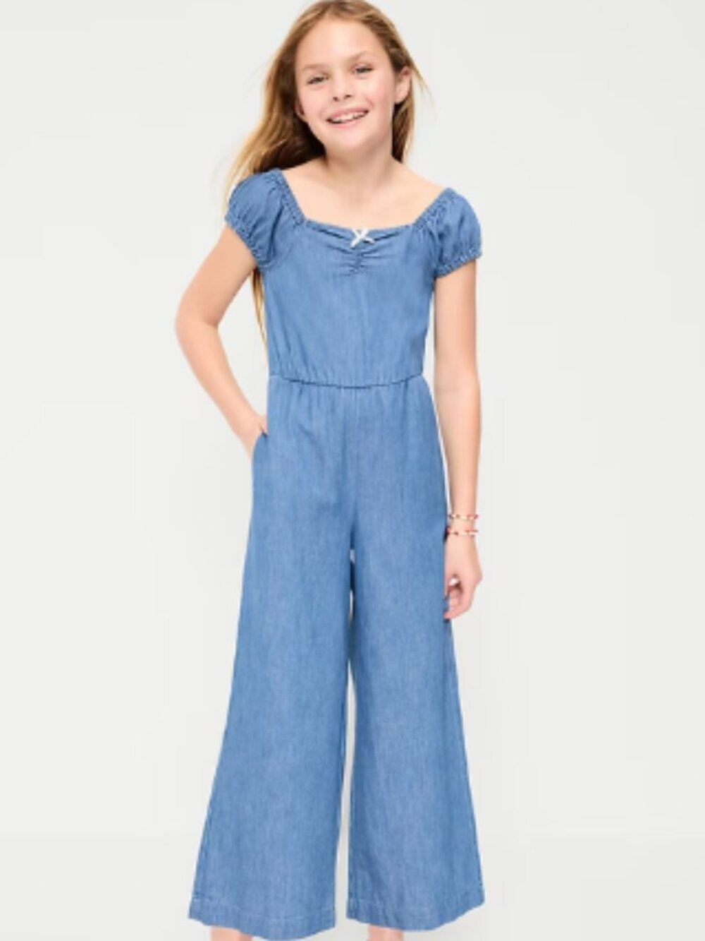 OLD NAVY Short-Sleeve Chambray Jumpsuit for Girls NWT